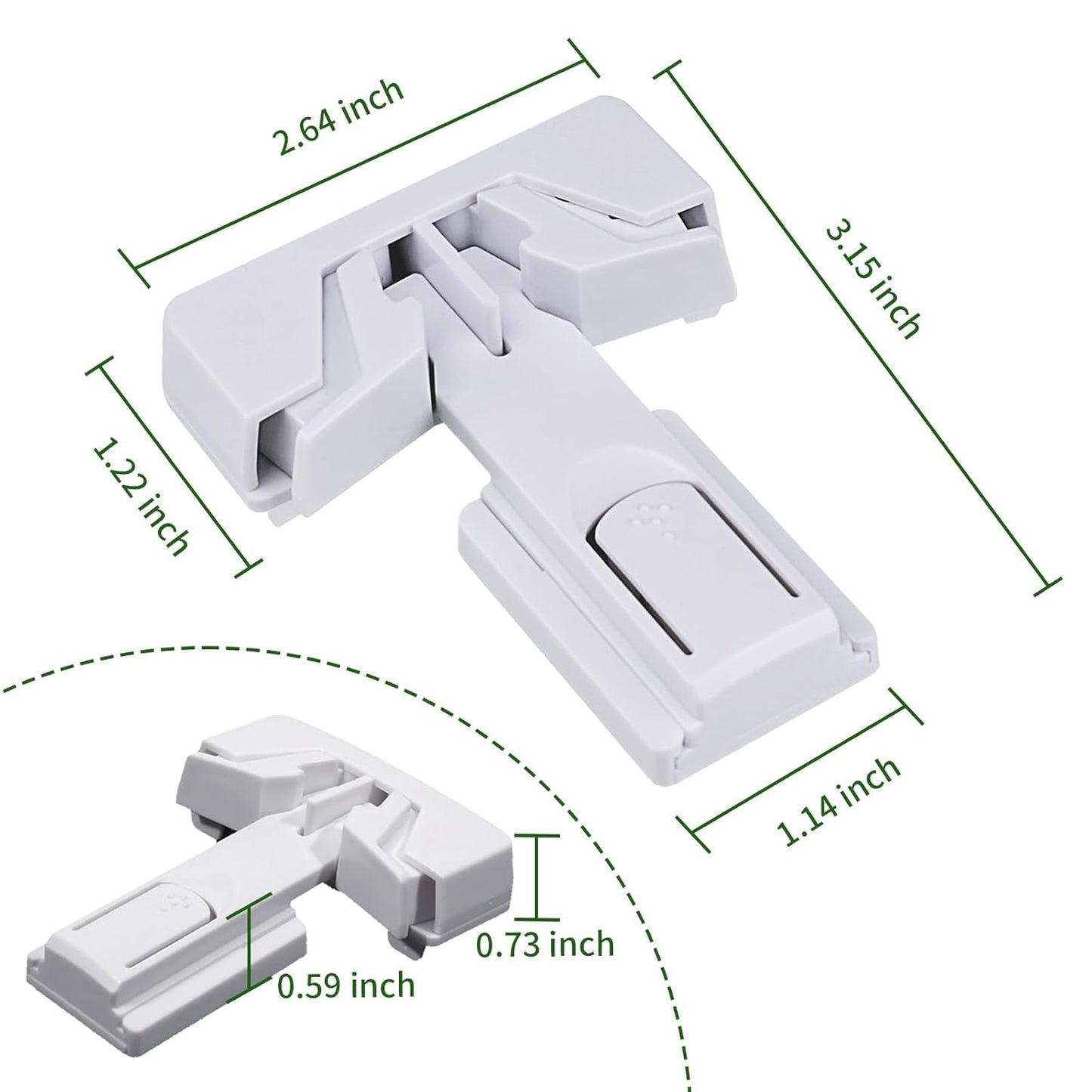 Child Proof Refrigerator Door Lock, Baby Safety Fridge Door Latches, One Handed Operation, No Tools Need or Drill (White2)