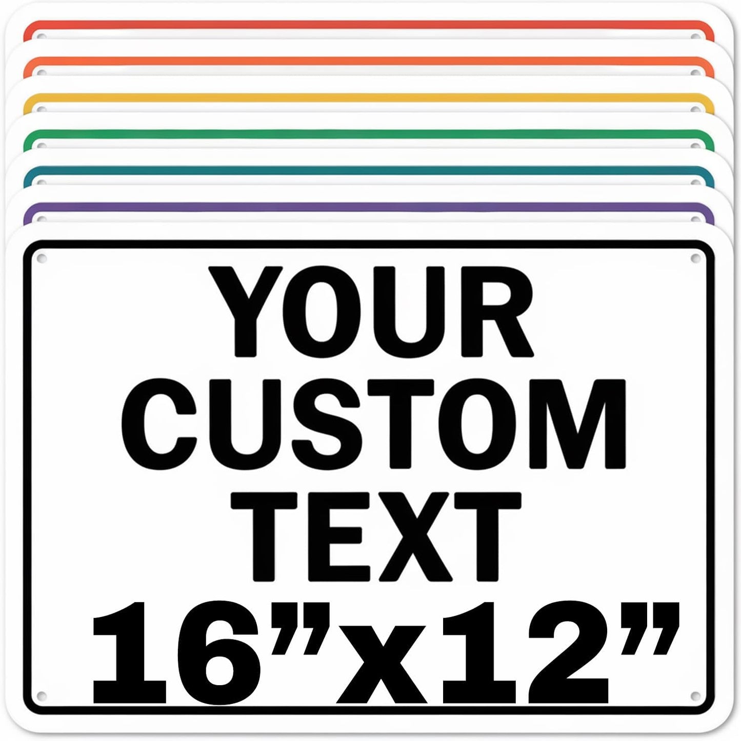 Custom Aluminum Signs – Personalized Weatherproof Metal Signs for Indoor & Outdoor Use – Multiple Sizes – Add Text/Logo – Optional Reflective & Double-Sided Printing – for Home, Business, Hazard, Garden, Door & Commercial Use (Rectangle 2, 16x12inch)