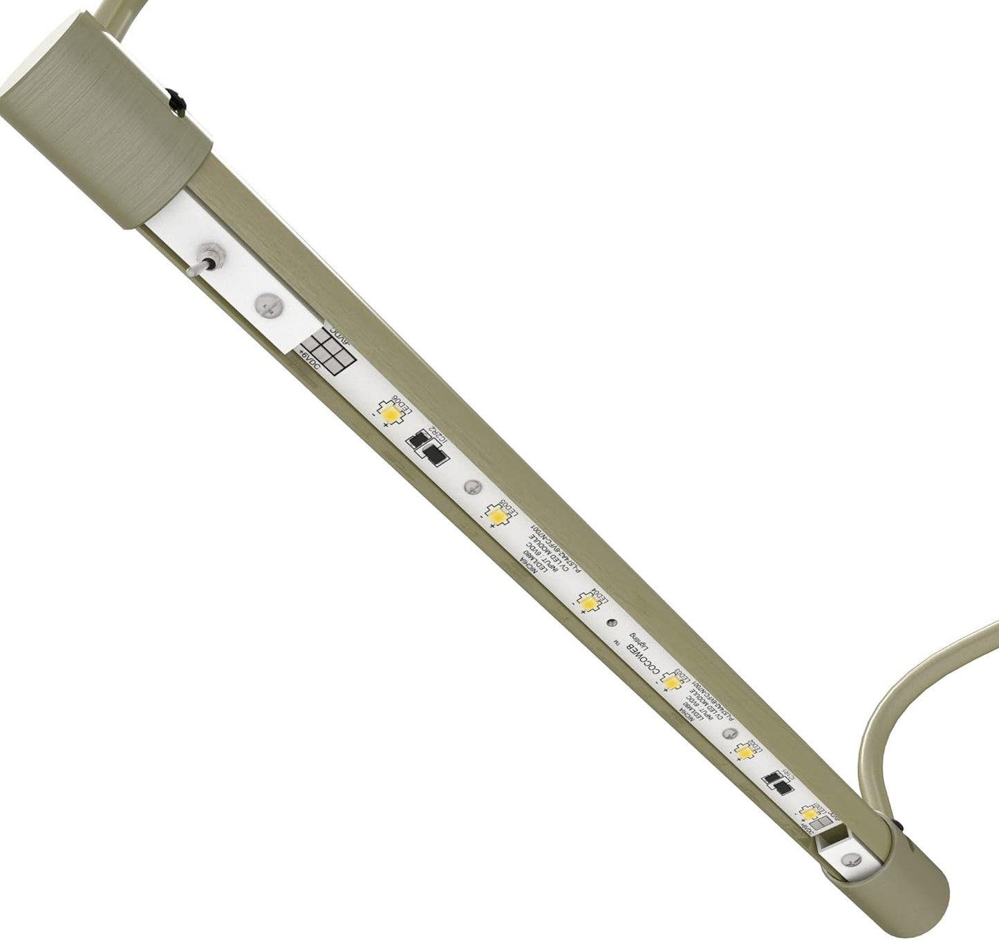 Cocoweb 12 Inch Tru-Slim Antique Brass Picture Light - LED, 2700K, Adjustable Arm, Plug-in, Toggle Switch, Sleek and Compact Design