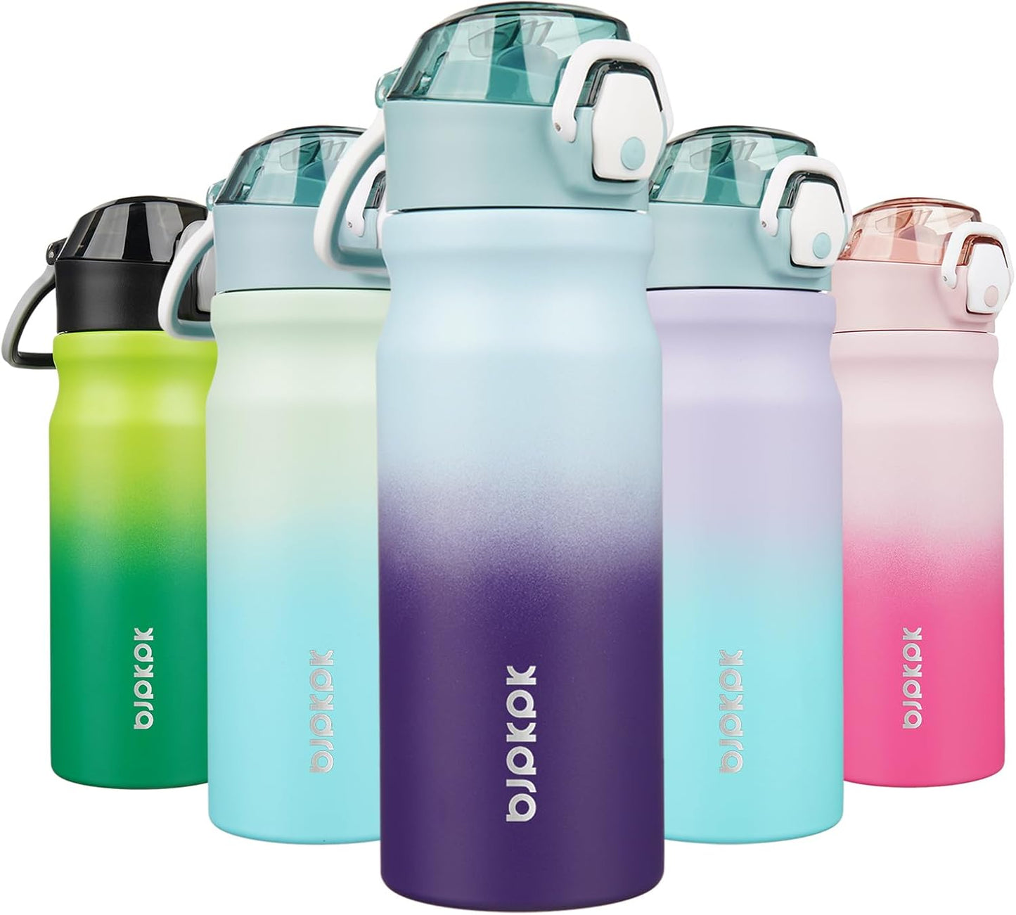 BJPKPK 18oz Insulated Water Bottle with Straw Stainless Steel Double Wall Water Bottles BPA Free Leak Proof Thermal Flask with Lockable Flip Lid and Soft Silicone Spout,Ocean Dream