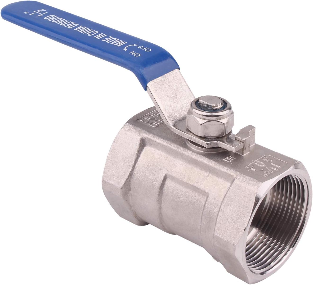 DERNORD Stainless Steel Ball Valve 1PC Type NPT Standard Port for Water, Oil, and Gas (1.5 Inch Ball Valve)