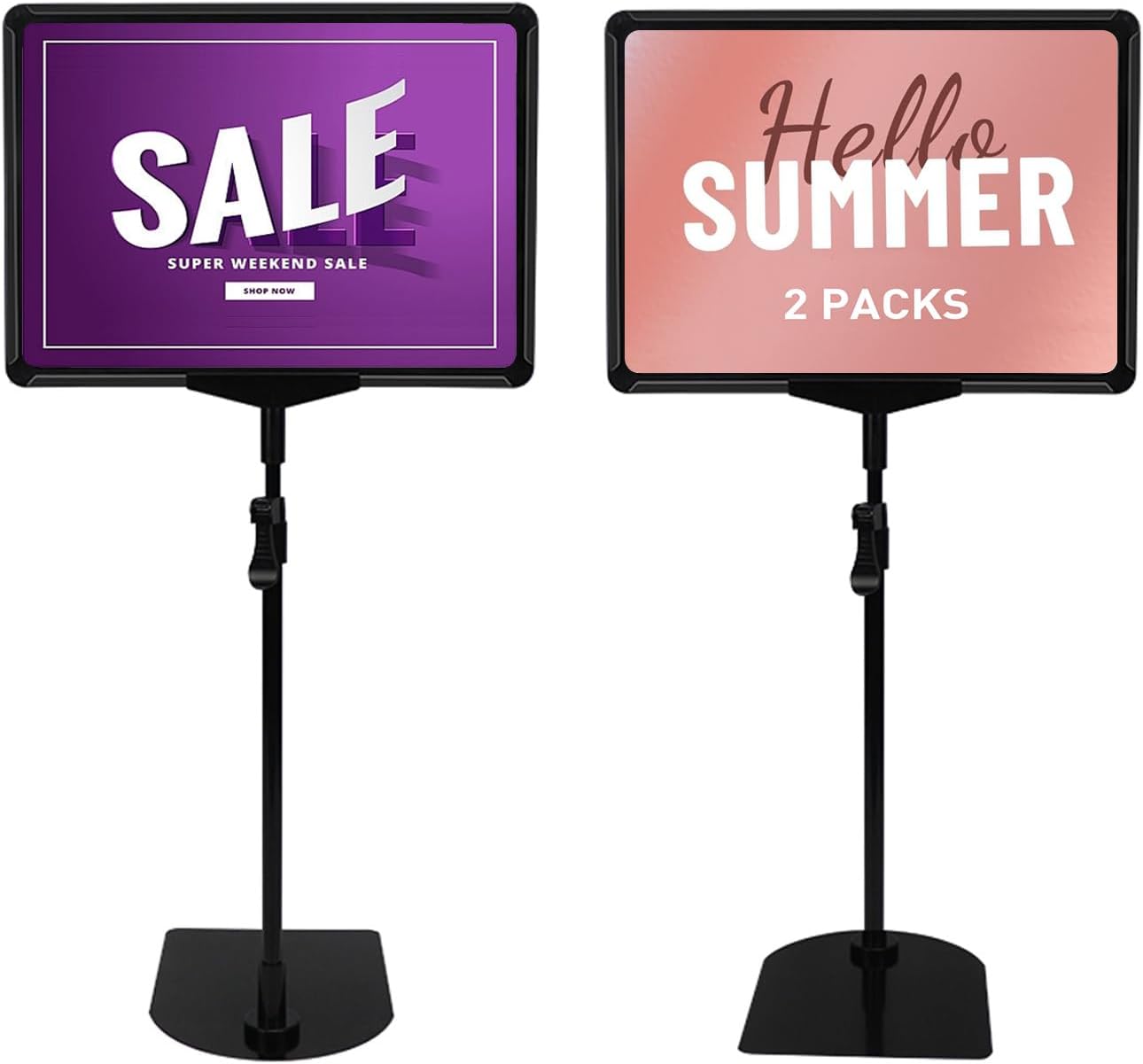 Adjustable Sign Holder Stand 8.5 x 11, Sign Stand for Display,Adjustable Sign Holders For Table Top, Table Sign Holders,Suitable for indoor use (Black-2pcs)