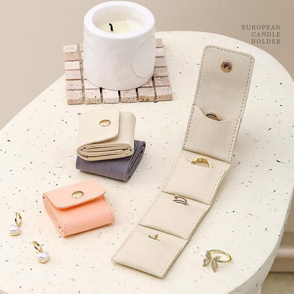 3Pcs Mini Travel Jewelry Bag with Buckle,Small Travel Jewelry Organizer Case,Foldable Jewelry Roll for Journey Rings, Necklaces, Earrings, Bracelets-Lightweight Jewelry Storage Organizer