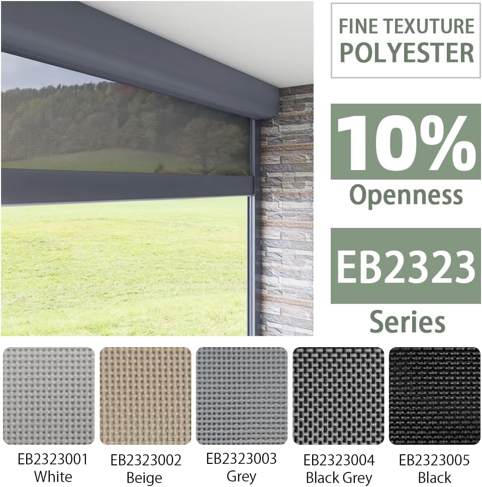 ZSHINE Hard-Wired Outdoor Snow Blocking Weatherproof Motorized Patio Roller Shades Remote Control for Porch Balcony Customized Size (Grey 10% Openness)