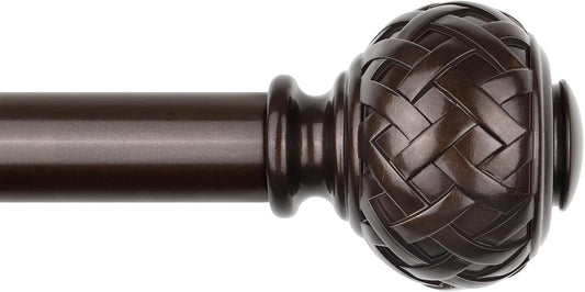 TONIAL Bronze Curtain Rod 32 to 43 Inches, 7/8 Adjustable Curtain Rods for Windows 20 to 39 Inches, Splicing Drapery Rods Heavy duty with Netted Texture Finials