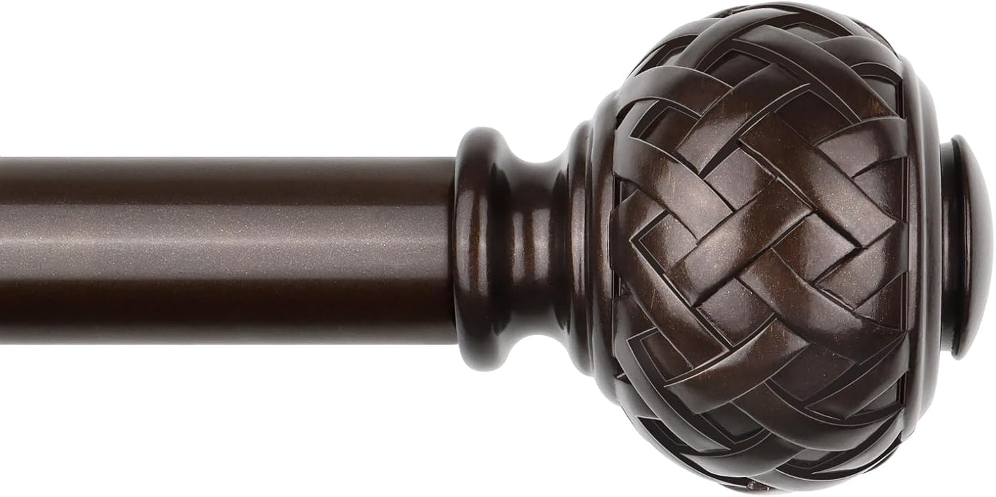 TONIAL Bronze Curtain Rod 32 to 144 Inches, 7/8 Adjustable Curtain Rods for Windows 20 to 54 Inches, Splicing Drapery Rods Heavy duty with Netted Texture Finials