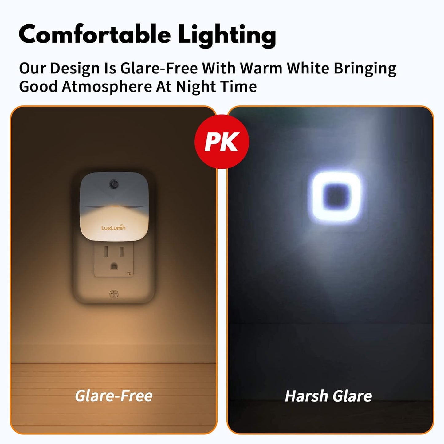 LED Night Light Plug into Wall with Smart Dusk to Dawn Sensor, Automatically Turn on and Off,Night Light for Kids,Bedroom,Bathroom,Stairs,Warm White, 4 Packs