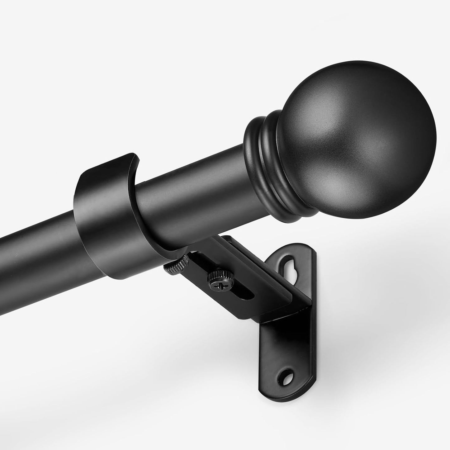 Curtain Rods for Windows 16 to 76 Inches, Curtain Rod Max Adjustable Length of 88 IN, 1" Diameter Drapery Rods Round Finials, Black, Pack of 1