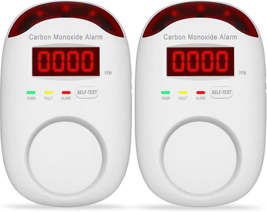 Plug-in Carbon Monoxide Detectors,Koabbit CO Level Monitoring Alarm with Light & Digital Display for Home/Kitchen/Bedroom,Accurate & Easy to Install(2 Pack)