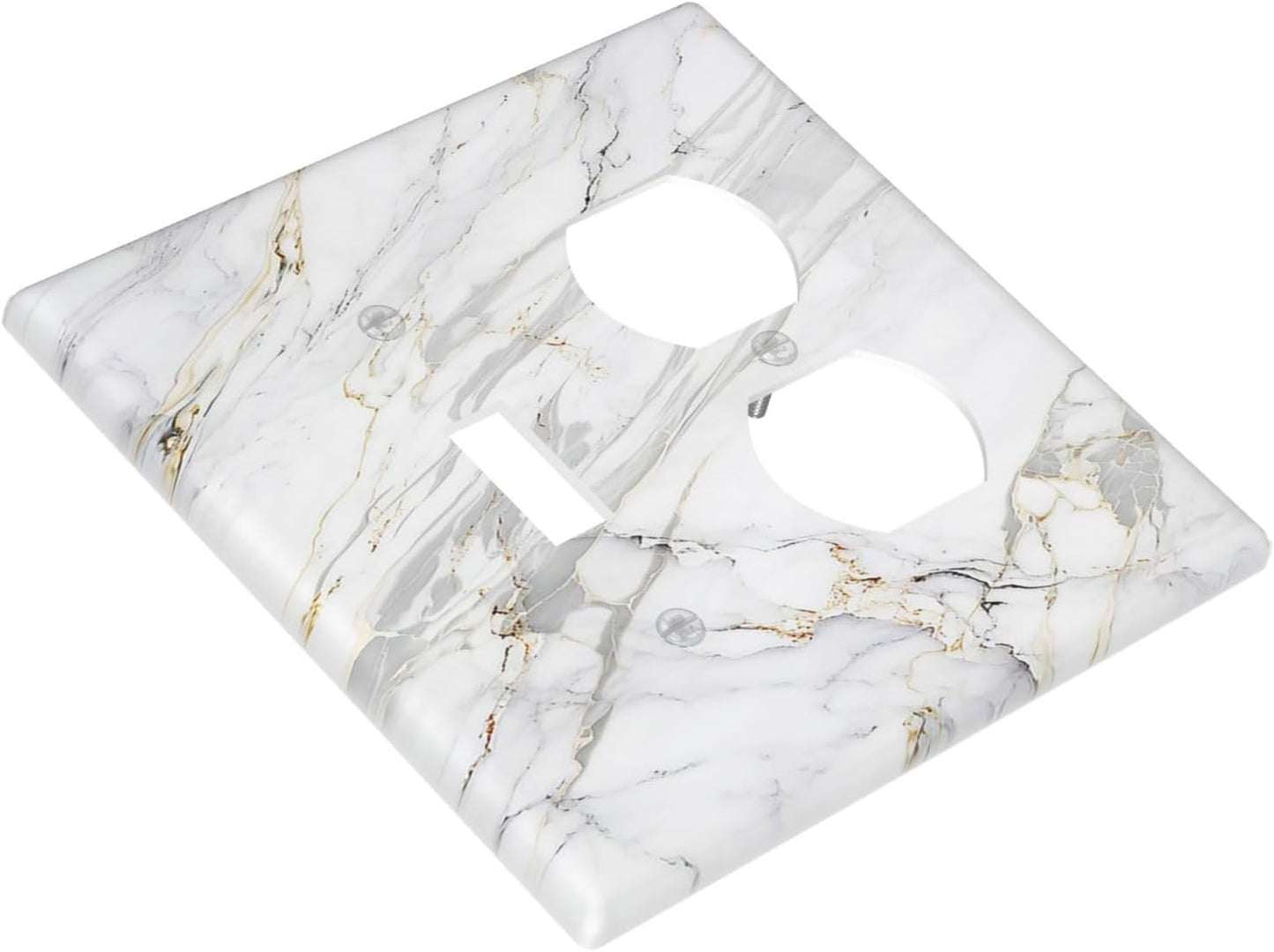 Outlet Covers Gray Gold Marble Abstract Modern Luxury 1 Toggle 1 Duplex Switch Plate Covers Electrical Light Switch Cover Plate Decorative Wall Plate Socket Cover for Bedroom Home Decor