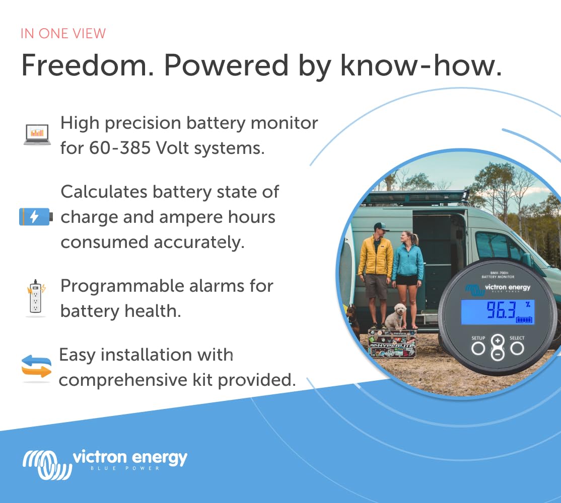 Victron Energy BMV-700H Battery Monitor with Shunt & Display - 60-385 VDC - Grey