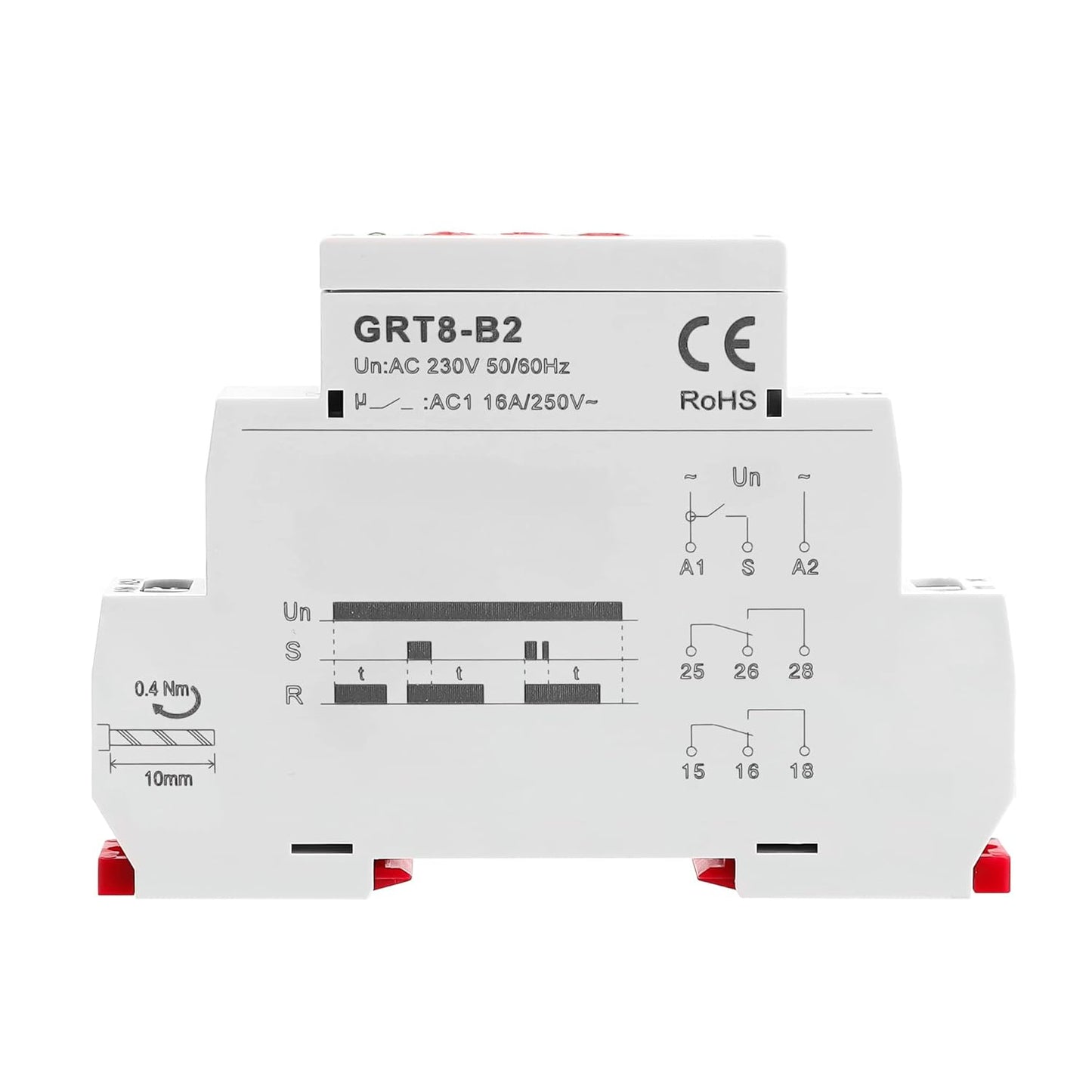 GEYA Delay Off Single Function Time Relay 2 Outputs 16A Electronic Power Off Timer Delay Relay(GRT8-B2,AC230V)