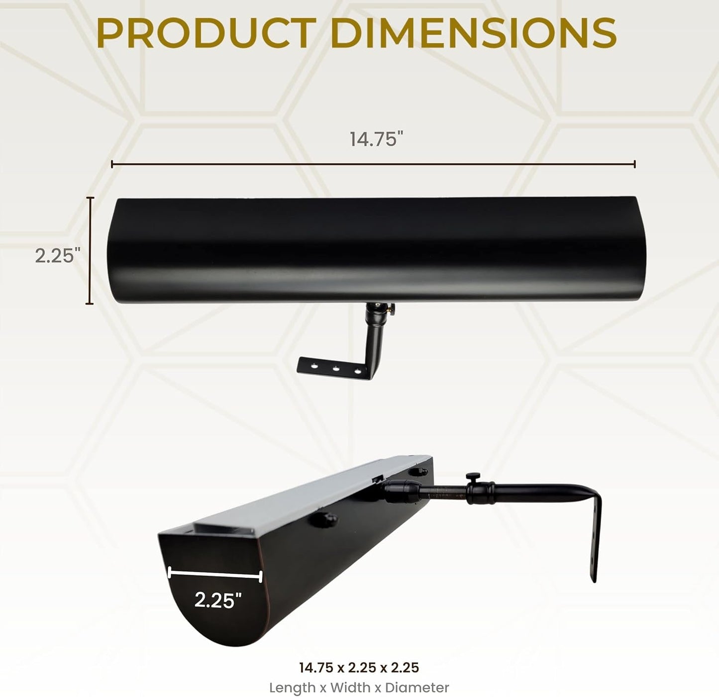 Royal Designs, Inc. Cordless Remote Control LED Picture Light, Dimmable with Timer Function, Black, 14.75 Inches, 2 Pack