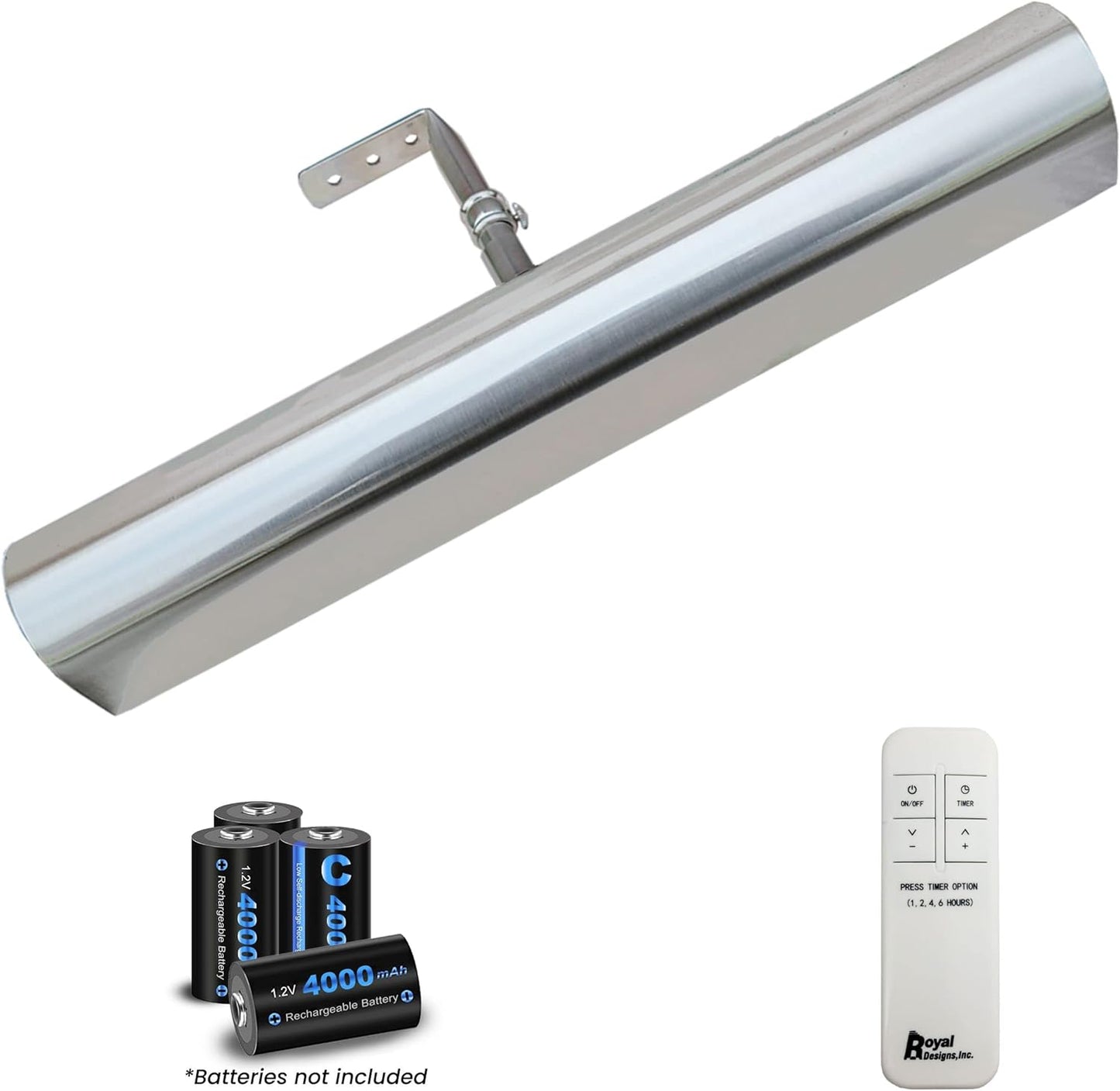 Royal Designs, Inc. Cordless Remote Control LED Picture Light, Dimmable with Timer Function, Brushed Nickel, 14.75 Inches, 2 Pack