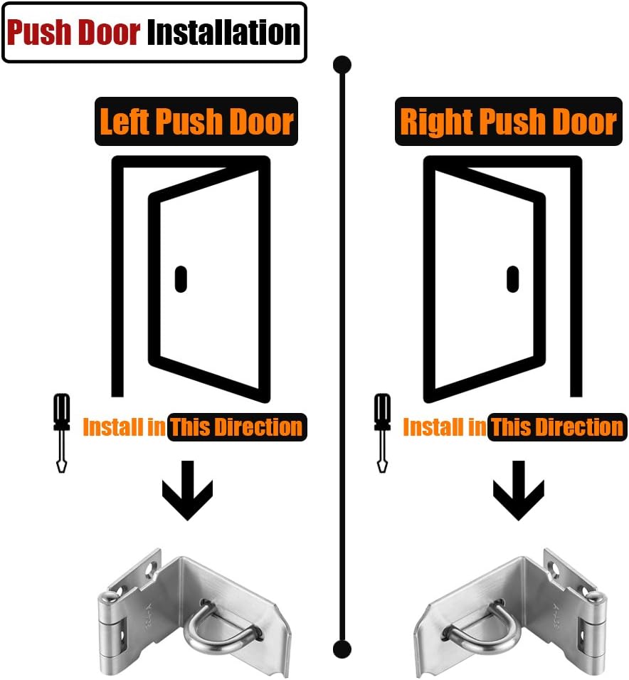 JQK Door Hasp Latch 90 Degree, Stainless Steel Safety Angle Locking Latch for Push/Sliding/Barn Door, 1.5mm Thickness Satin Nickel, 4 Inch