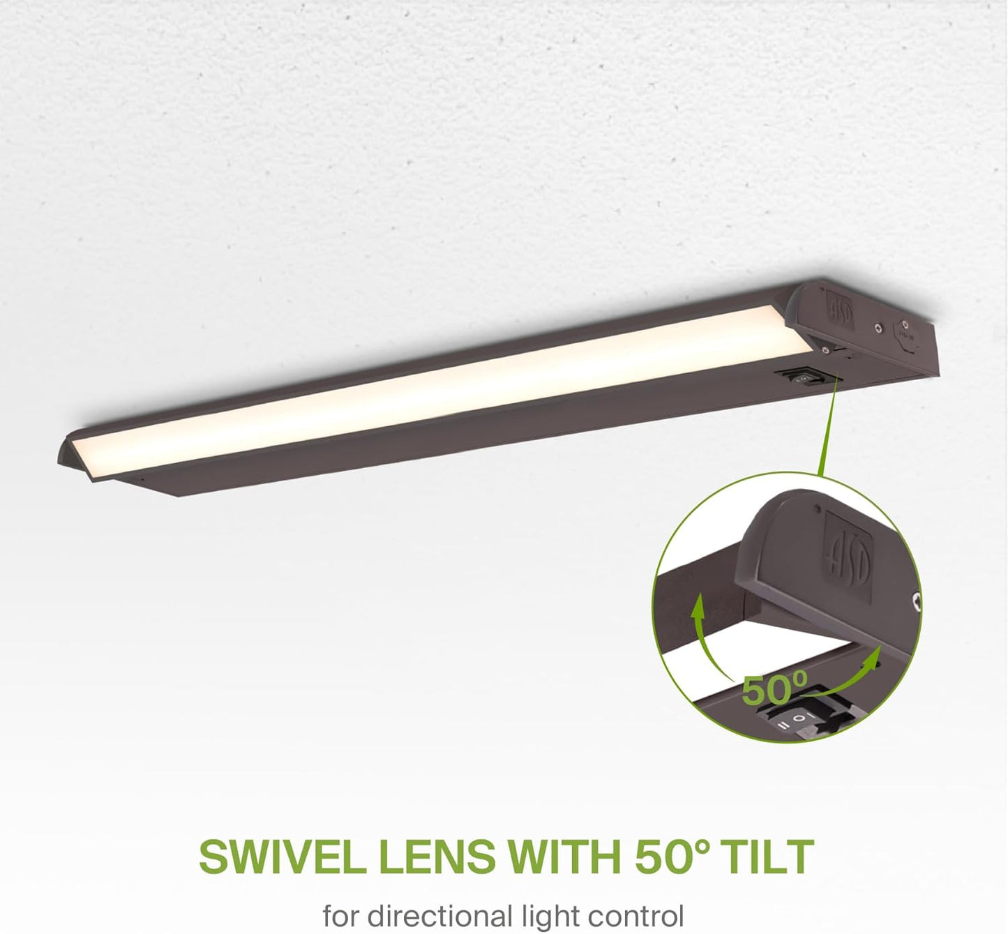 ASD Swivel LED Under Cabinet Lighting Bronze, 32 Inch 16W, Hardwired or Plug-in, 2700K/3000K/4000K, Hi/Low Switch, Rotatable Lens, Dimmable Linkable Under Counter Light for Kitchen, ETL & Energy Star