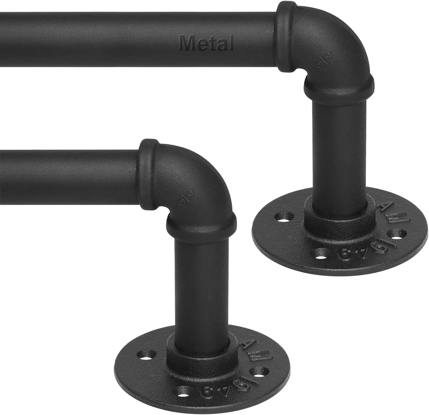 Refrze 2 Pack Black Curtain Rods for Windows 66 to 120 Inch, Industrial, Heavy Duty, Blackout, Matte Black, Wall Mounted