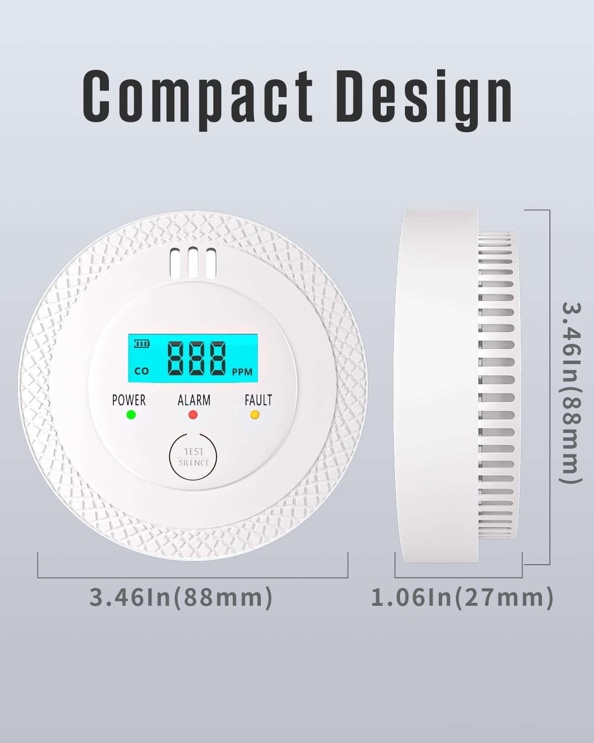 Carbon Monoxide Detectors,PG-C06 Portable Carbon Monoxide Detector,LCD Display Smoke Alarm,Carbon Monoxide Detectors Portable for Home,Restaurant,Hotel,Office (White)