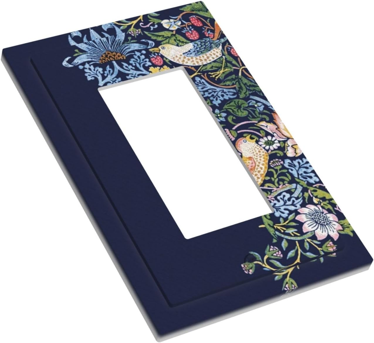 Decorative Outlet Covers Vintage Blue Morris Strawberry Thief Bird Flower 1 Gang Single Decora GFCI Device Light Switch Covers Plate 1 Rocker Wall Plate Jumbo Faceplate
