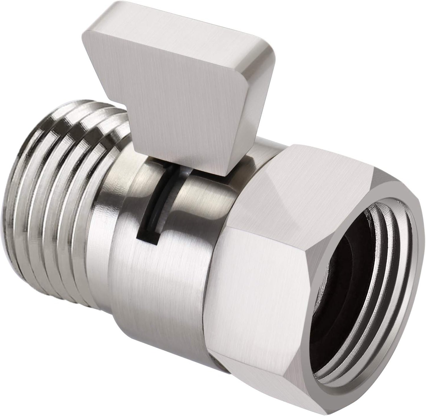 Tenfe Water Flow Control Valve, Brushed Nickel Shut Off Valve for Hand shower Adjustable Water Pressure Turn off Valve, Brass G1/2 Standard Connection