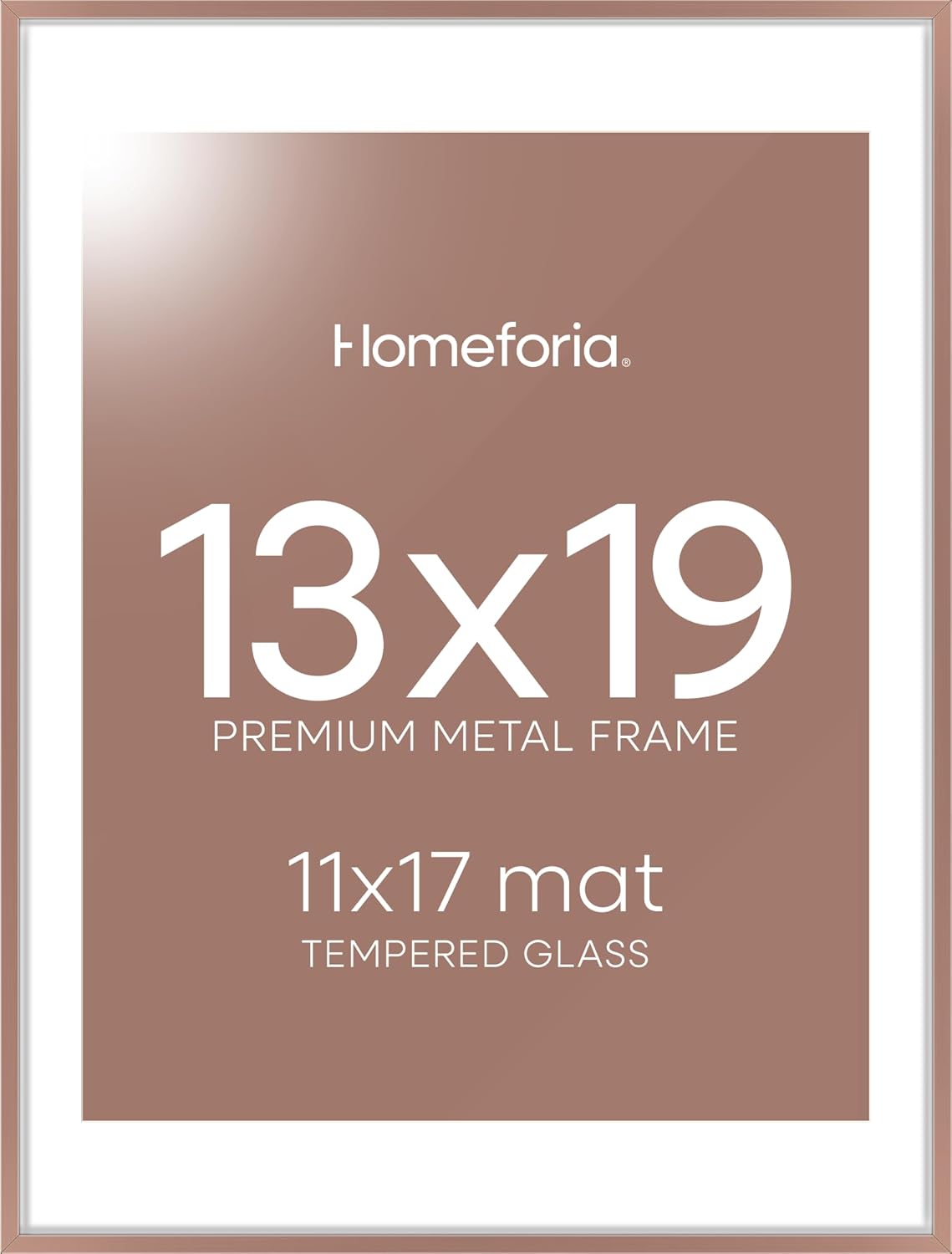 Homeforia 13x19 Picture Frame Mocha, High End Metal 13 x 19 Poster Frames with Mat 11 x 17 for Photo, 13x19 Mocha Frame Matted to 11x17 inch Print, 19x13 Thin Frame, Tempered Glass, Wall Kit, Set of 1
