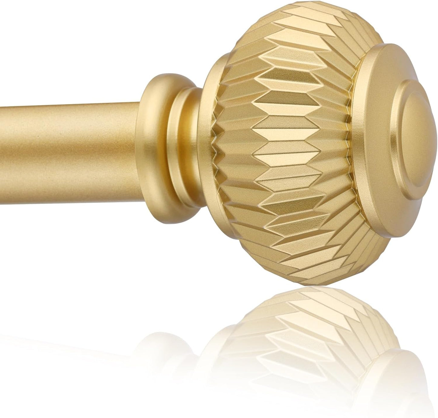 Gold Curtain Rods for Windows 48 to 84 Inches 1 Inch Adjustable Heavy Duty Curtain Rods with Lantern Ball Finials,Window Treatment Single Curtain Rod Set