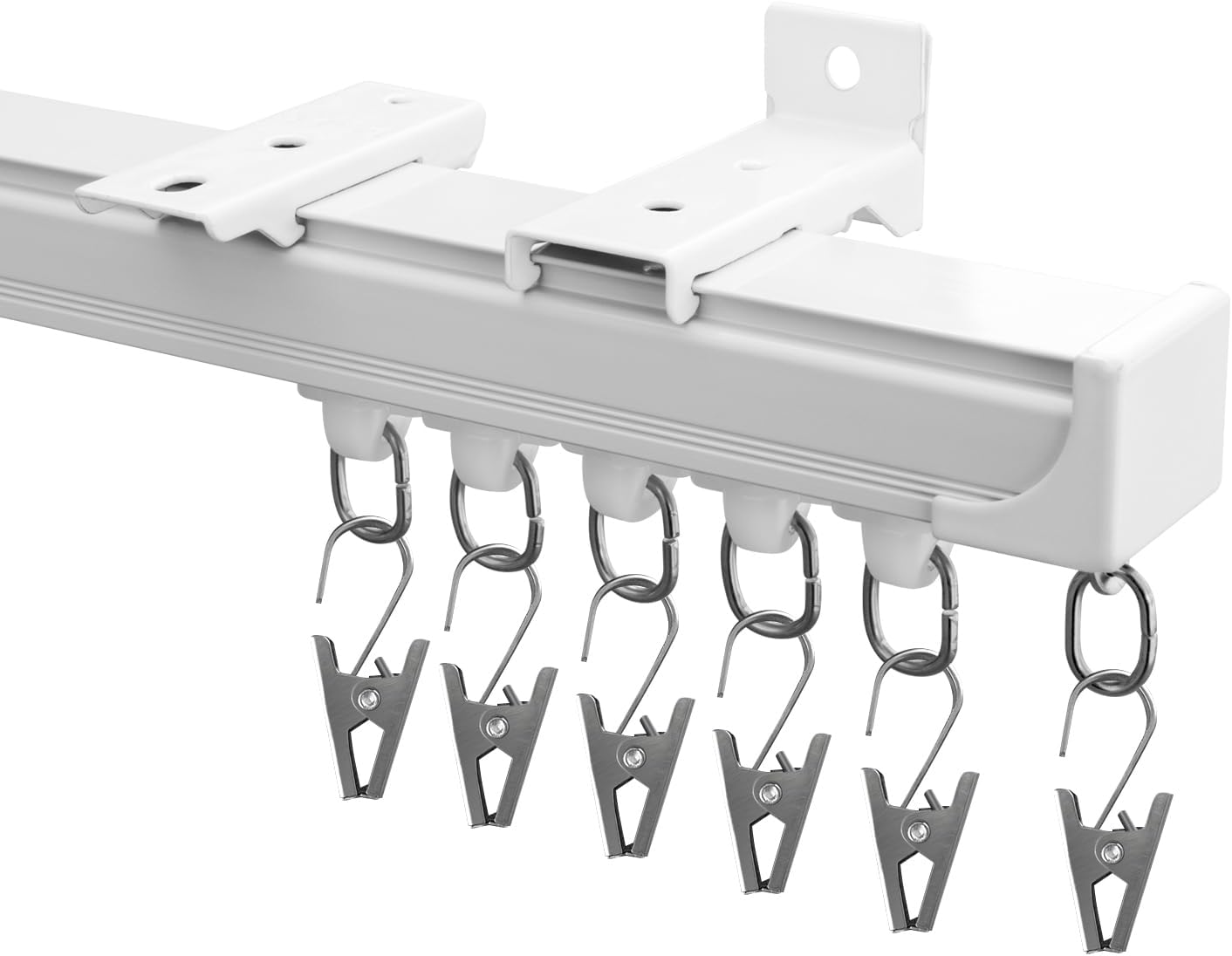 Curtain Track Ceiling Mount heavy duty sliding Curtains Tracks rails Rod System Room Divider with clips 3-6ft White