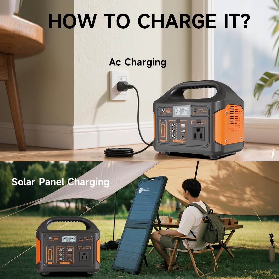 Portable Power Station 256Wh LiFePO4 Battery, 300W (Peak 600W) Backup Lithium Battery, Solar Generator for Outdoors Camping Travel Hunting Blackout