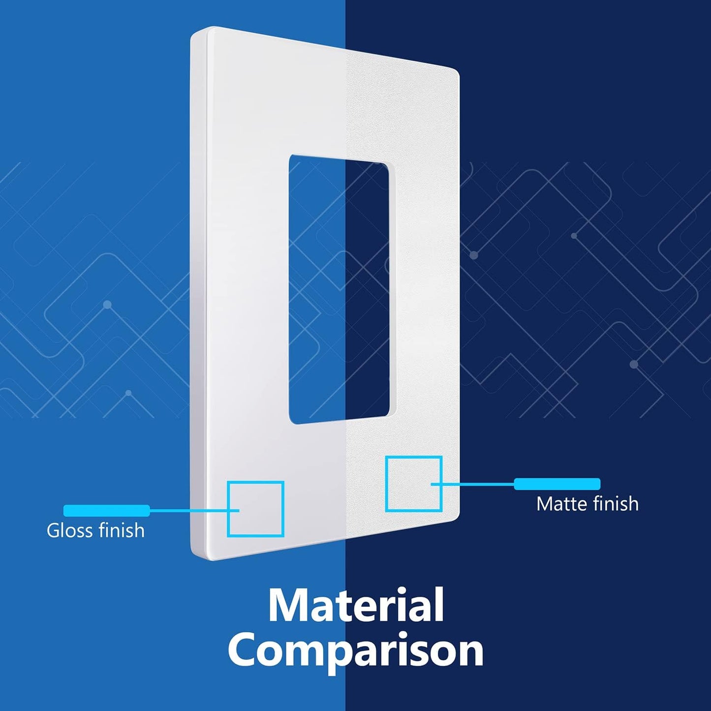 LIDER Matte Finish Decorator Switch Cover, Screwless Wall Plate, Mid-Size 1-Gang 4.88" x 3.11", Unbreakable Polycarbonate Thermoplastic, UL Listed, LSWP-31M-W10P, White, 10 pack