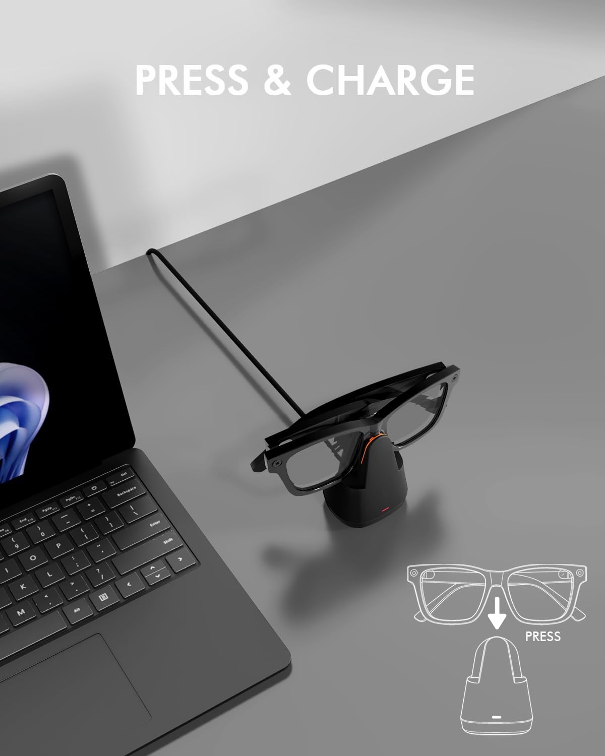 Doohoeek Charging Dock for Meta Ray-Ban Glasses, Scratch-Proof & Weighted Base Charging Station for Oakley Meta Glasses, AI Glasses Charger for Wayfarer, Skyler, Headliner & HSTN