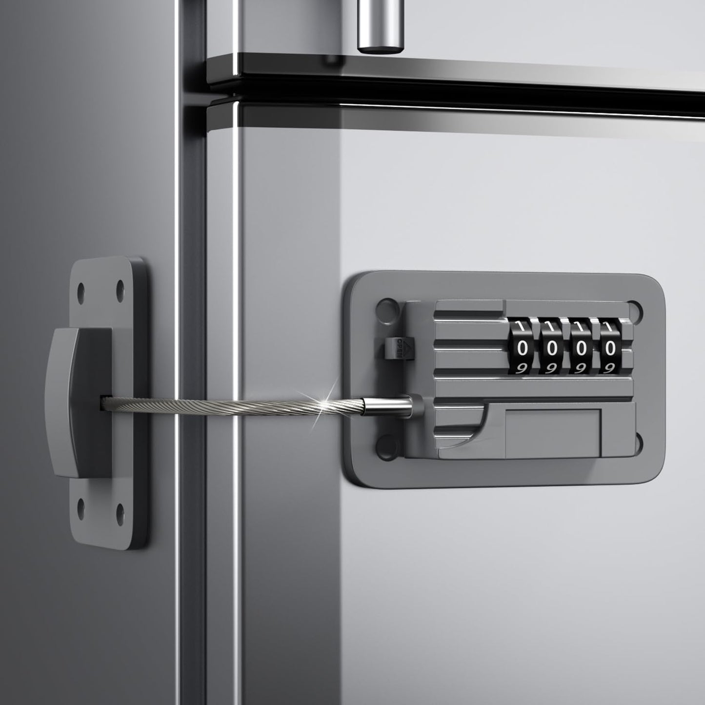 Upgraded Combination Fridge Lock for Child Safety, Keyless Refrigerator & Freezer Lock with Code for Kids, Grey