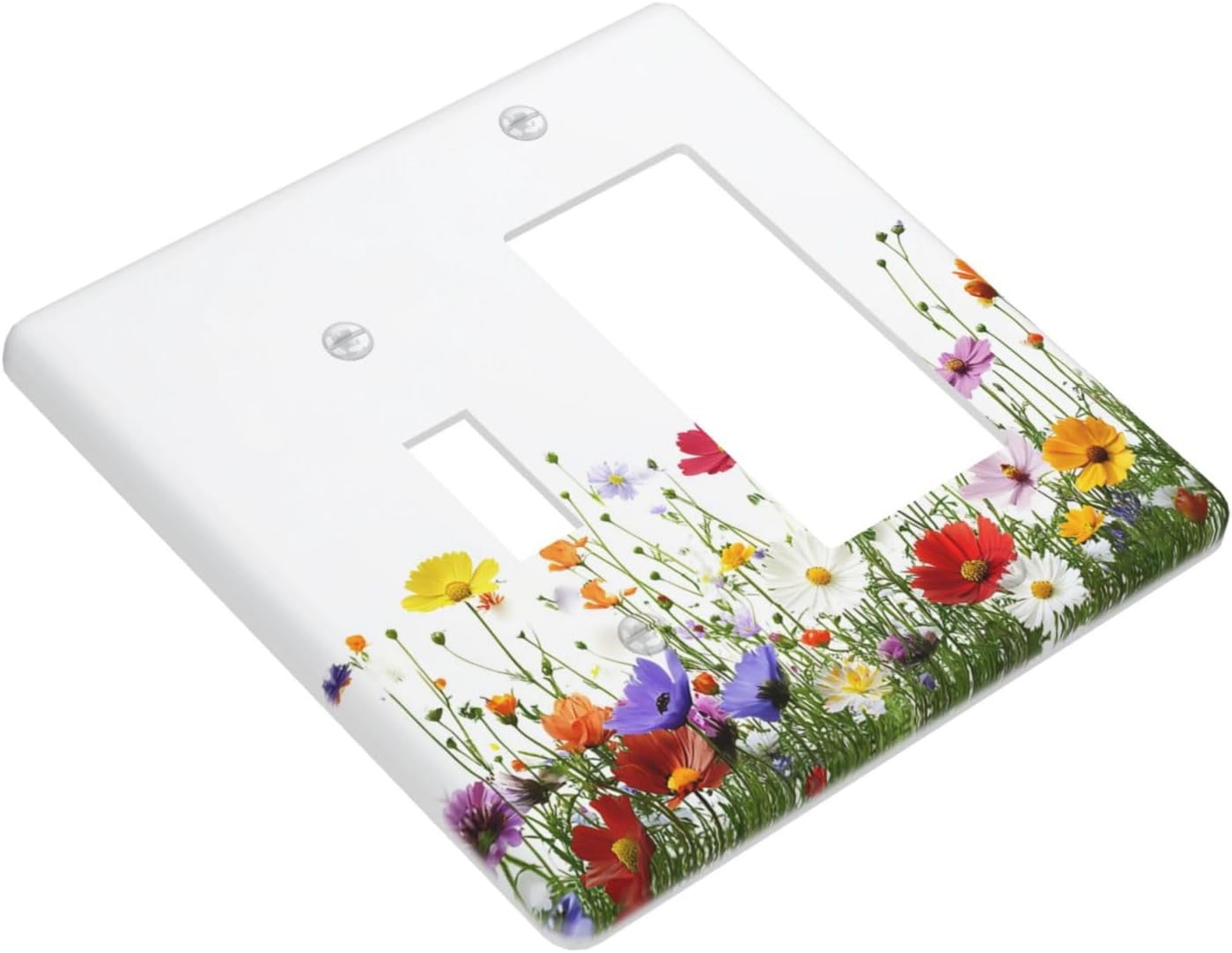 Outlet Covers Colorful Wildflowers Plant Floral Daisy 1 Toggle 1 Rocker Combination Decorative Wall Plate Electrical Switch Plates Light Switch Cover Plate For Bed Room Living Room Decor