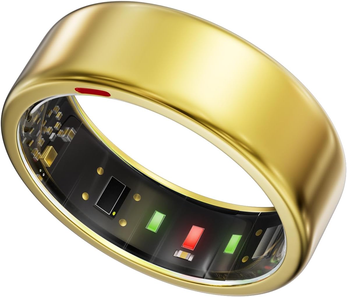 Smart Ring for Women Men- Sleep/Fitness/Stress/Heart Rate Tracker- Menstrual Records - 7 Days Battery Life - Wireless Charging - No APP Subscription - iOS & Android Compatible (Gold, Size 9)