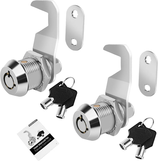 5/8' Cabinet Cam Lock Keyed Alike, Hook Cam Tool Box Lock for RV Storage Compartment Door Tool Cart Mailbox with Manual, Zinc Alloy (5/8 Inch 2 Pack)