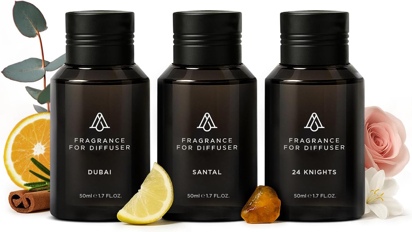 AromaPlan The Bestsellers Set, Dubai, Santal, 24 Knights - Top Picks Set Collection- Gift Set, USA Fragrance- Luxury Aroma & Hotel Fragrance Diffuser Oil- USA Made (3 Pack/ 1.7 fl.oz (50 ml)