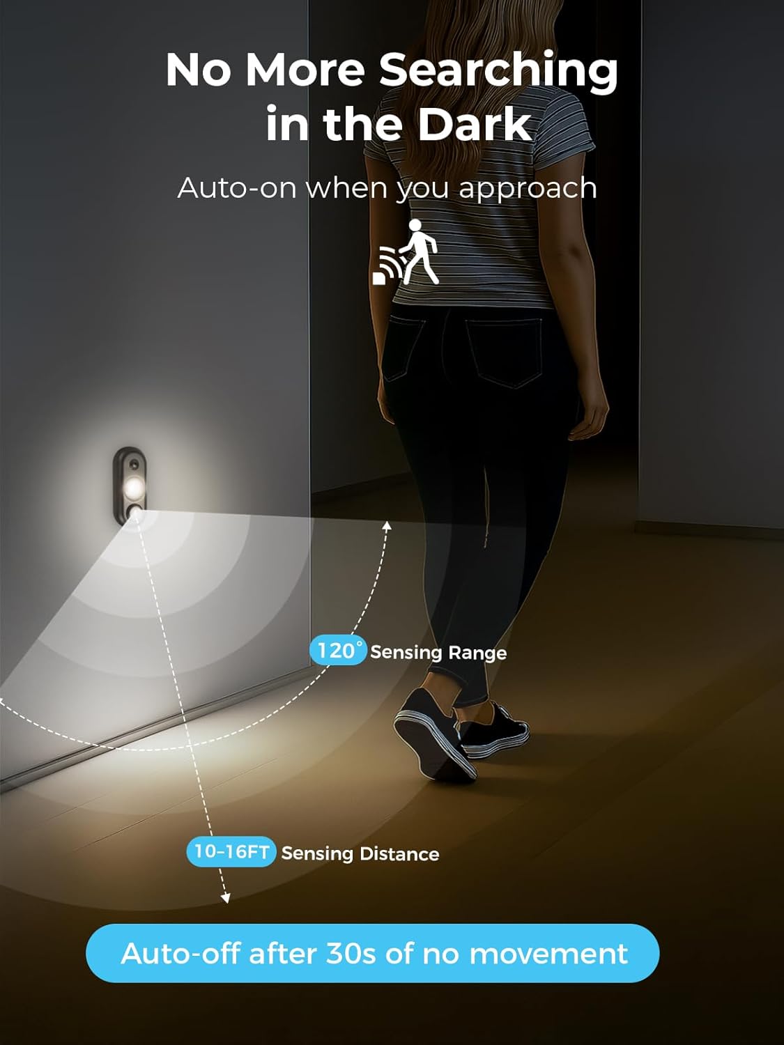 YGS-Tech LED Motion Sensor Light Indoor, Rechargeable Puck Lights, Magnetic Dimmable Under Cabinet Light, Wireless LED Lights for Closet, Kitchen, Stairs, Daylight White, 6-Pack (Black)