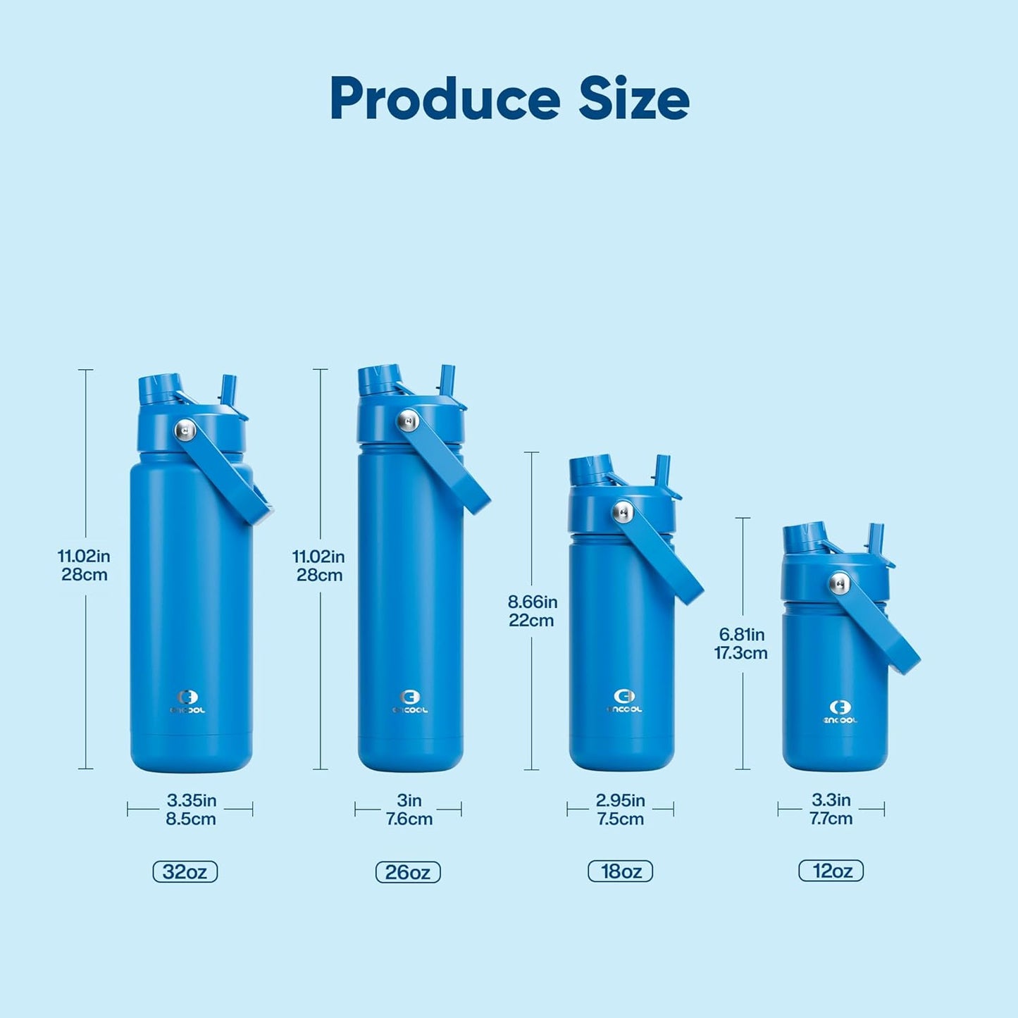 Kids Insualated Water Bottle with Straw - 12oz Stainless Steel Water Bottle with Dual Spouts, Leak-Proof, BPA-Free, Double Wall Vacuum Keeps Cold for 24 Hours for Sports, Travel, School (Celtic Blue)