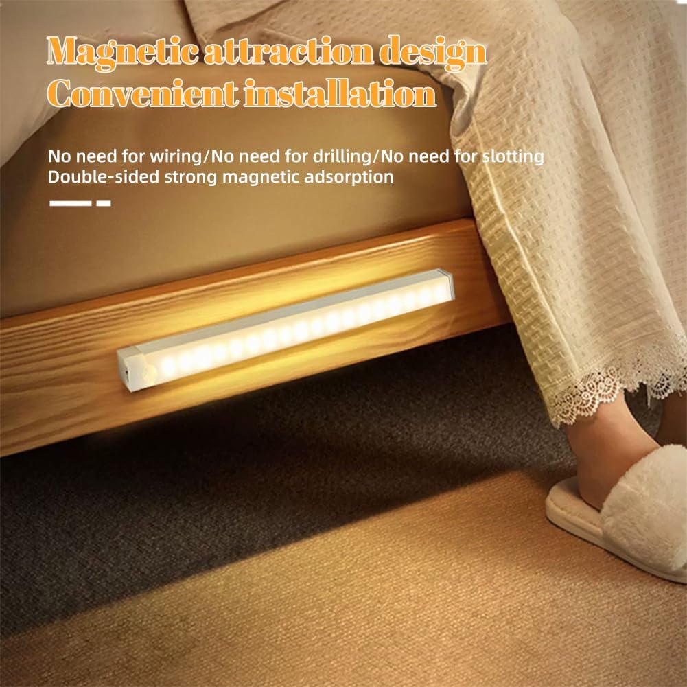 Punch-Free Smart Sensor Magnetic Rechargeable Led Lights, Rechargeable Motion Sensor Lights, Motion Sensor Light Indoor, for Wardrobes Kitchens Closets and Studios (2Set-White,10cm/3.94in)
