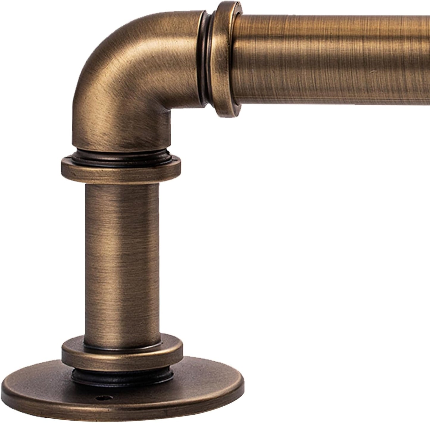 Industrial Curtain Rods 18 to 120 in,Blackout Curtain Rod,Adjustable Length,1 in Diameter Pipe,Wall or Ceiling Mounted,for Bedroom and Living Room (Antique Brass18” to 120”)