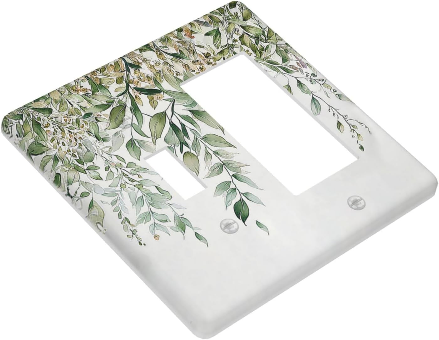 Outlet Covers Sage Green Eucalyptus Watercolor Plant Leaves 1 Toggle 1 Rocker Combination Decorative Wall Plate Electrical Switch Plates Light Switch Cover Plate for Bedroom Bathroom