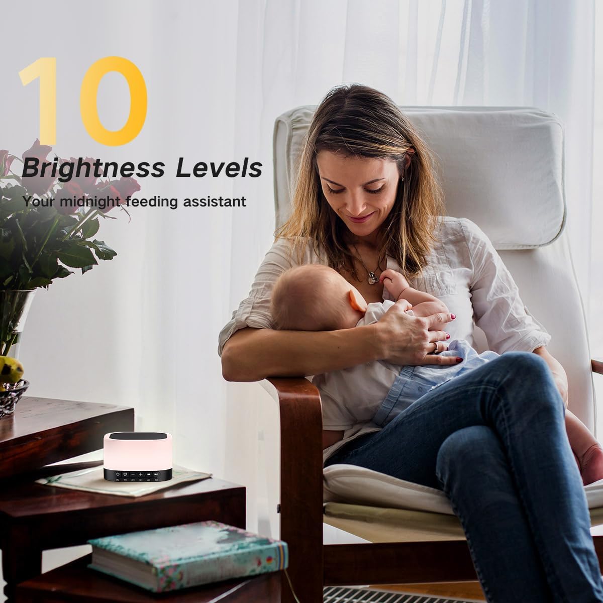SleeZOO Sound Machine White Noise Machine with 25 Soothing Sounds 12 Colors Light with 10 Adjustable Levels 32 Adjustable Volumes 5 Timers Portable Sleep Machine for Adults Kids Baby (Black)