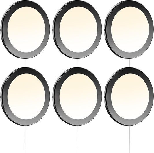 VST Under Cabinet Mini Panel Lighting 3.94inch 12V 2.5W(Total 15W) with Wireless Dimmer Switch, Surface Mount Puck Light for Kitchen Van Truck Car Galley Downlight 6Pack(Round 2700K-6500K)