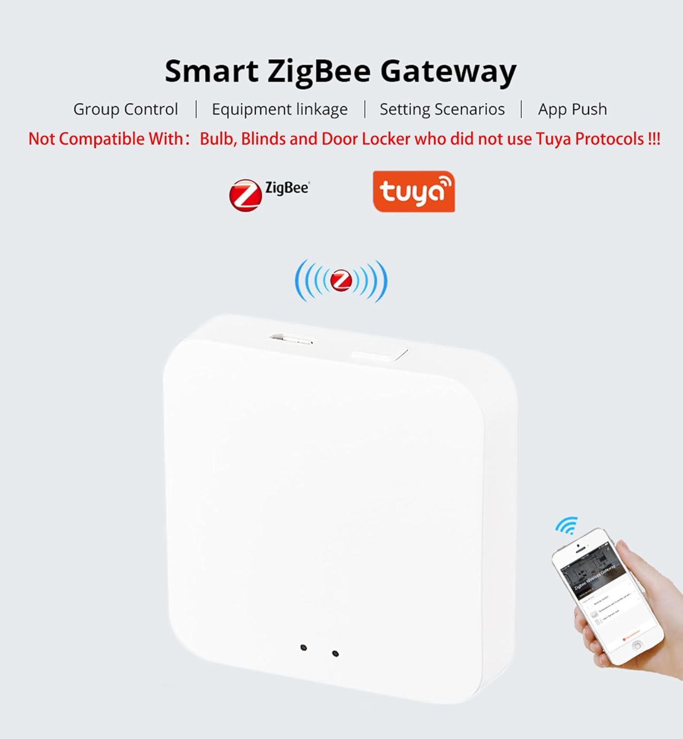 ZigBee 3.0 Hub WiFi & Bluetooth Dual Mode Gateway, Only for Tuya Product Smart Home Bridge Wireless Remote Controller,Intelligent Bridge Wireless Smart Home Gateway Voice Control via Alexa,Google Home