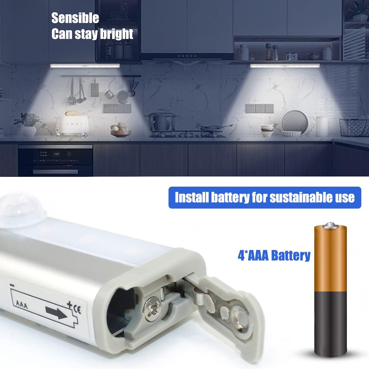 4 Pack LED Motion Sensor Lights, 10 LED Closet Battery Operated Lights, Stick-On Anywhere Magnetic Night Light Bar, Led Safe Light Indoor for Closet Stairs Wardrobe