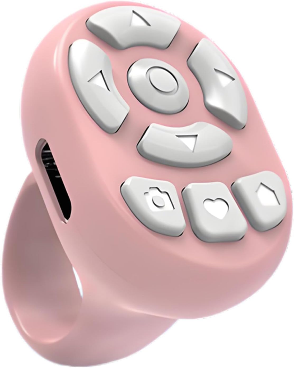 Rechargeable Fingertip Wireless Bluetooth Remote Control Scrolling Ring, RC Page Turner Music Video Camera Shutter for iPhone Android (Pink)