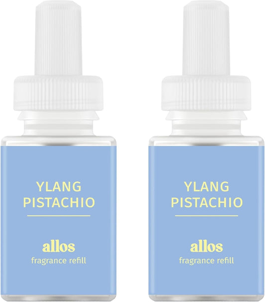 Pura and Allos - Fragrance Refill for Smart Home Air Diffusers - Aromatherapy Scents for Home - up to 120-Hours of Premium Fragrance per Vial - 2 Pack - Ylang Pistachio (Calm)