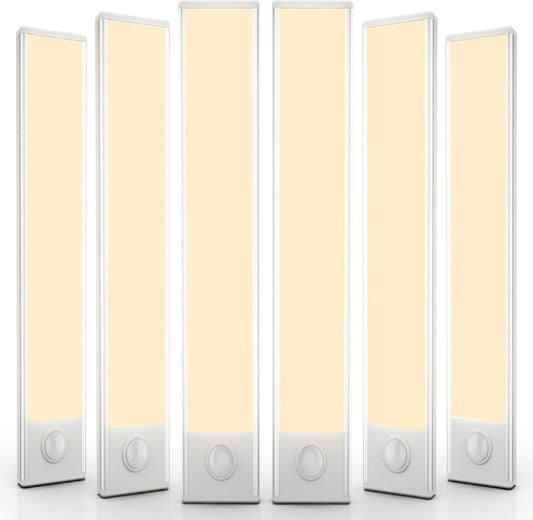 6 Pack Under Cabinet Lighting Wireless, 68 LED Rechargeable Battery Motion Sensor Light Indoor, Stick On Magnetic Closet Lights, Under Counter Lights for Kitchen, Stairs, Warm 16 in