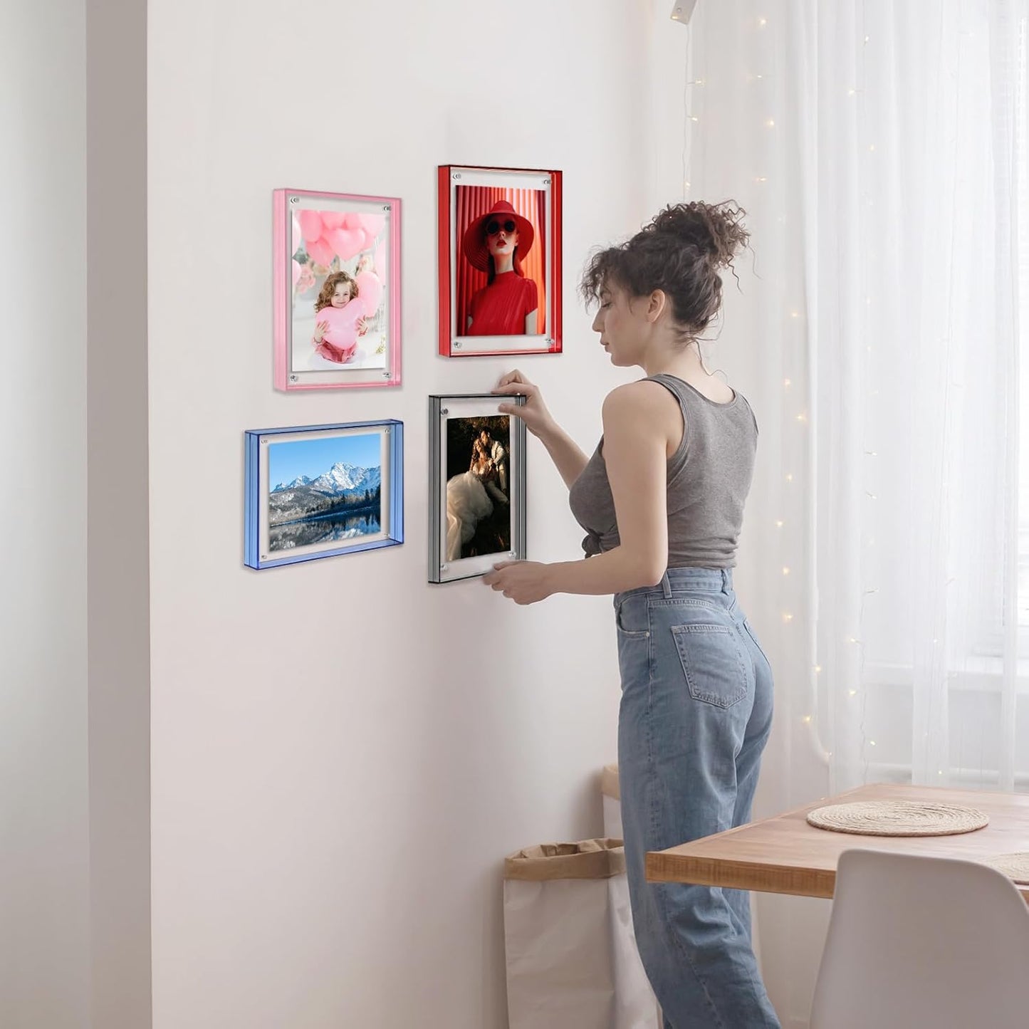 5x7 Picture Frames, Stunning Color Acrylic Photo Frame, Wall & Tabletop Display Frames, Modern Floating Style for Home Office Decoration, Black (1 Pack)