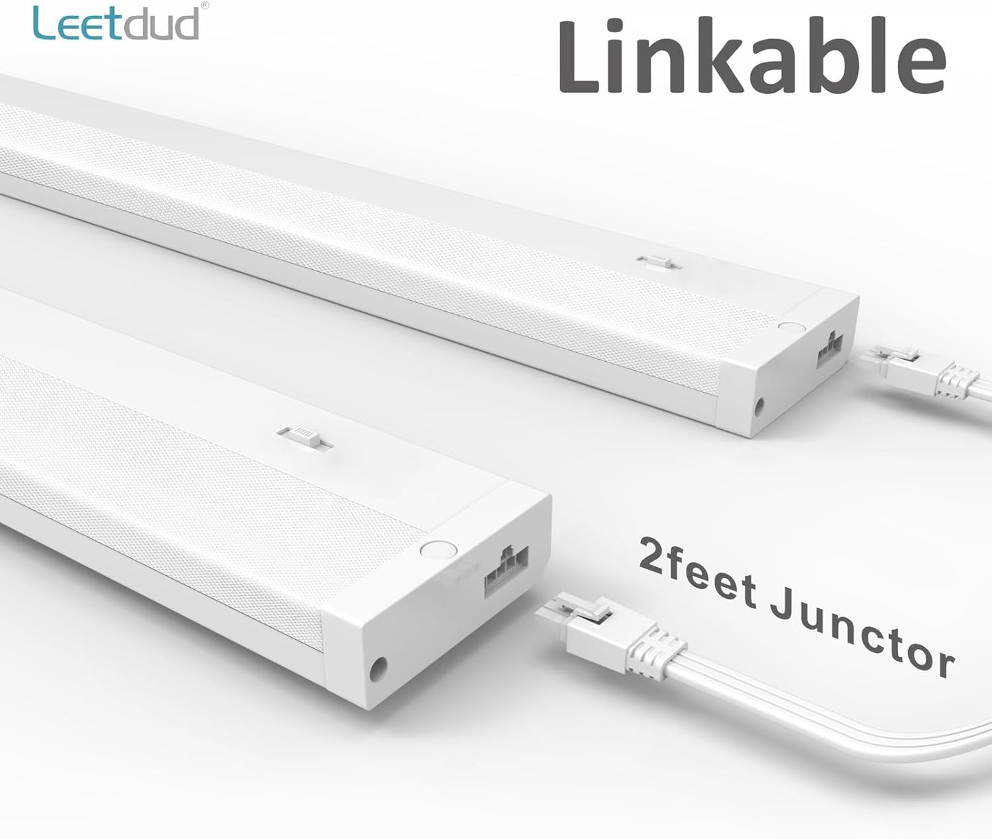 LED Under Cabinet Lighting Hardwired or Plug in, 32 Inch 16W, Dimmable 5 Color 2700K/3000K/3500K/4000K/5000K, Linkable Eyes Care Design Counter Lights for Kitchen, Sink, ETL Listed, White