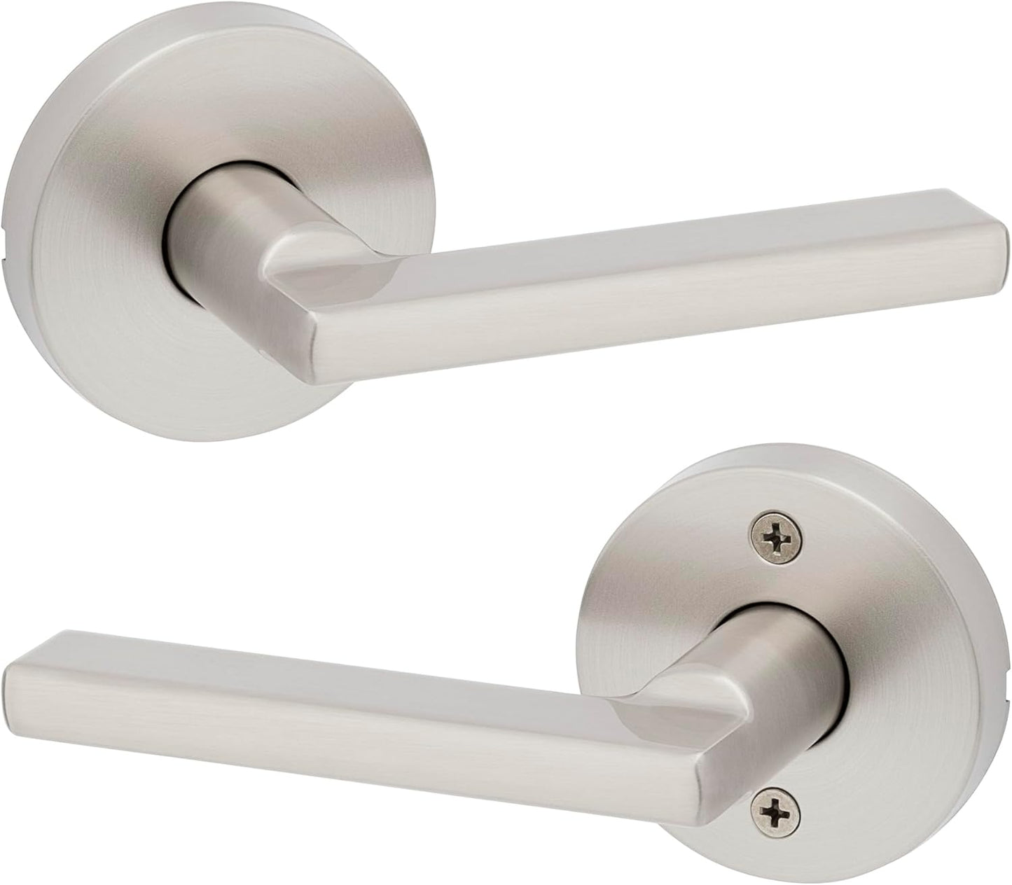 Kwikset Halifax Interior Passage Door Knob, Round Handle for Closet and Hallway Doors, Non-Locking Doorknob in Satin Nickel, with Microban Protection